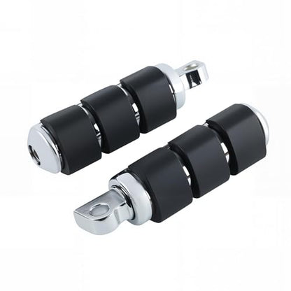 Chrome Anti-Vibration Foot Pegs Compatible with Harley Softail Sportster Dyna Touring Models - Heavy Duty Rubber O-Ring Footpegs with Male Mount Support for Highway Cruising & Custom Choppers - color: Chrome#14