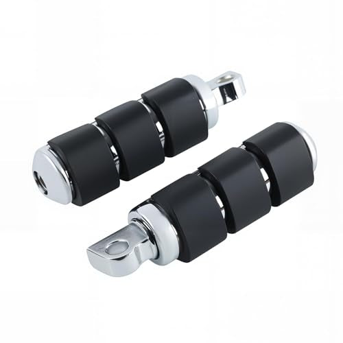 Chrome Anti-Vibration Foot Pegs Compatible with Harley Softail Sportster Dyna Touring Models - Heavy Duty Rubber O-Ring Footpegs with Male Mount Support for Highway Cruising & Custom Choppers - color: Chrome#14