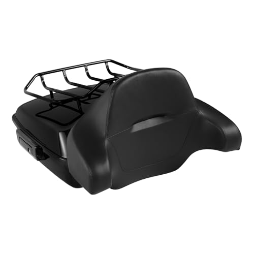 Vivid Black 10.7'' Chopped Tour Luggage Trunk Set w/Luggage Rack Mount Rack Fit for Harley 2014-2025 Touring Road King Road Street Electra Glide Standard CVO - color: Chopped Trunk Set #4