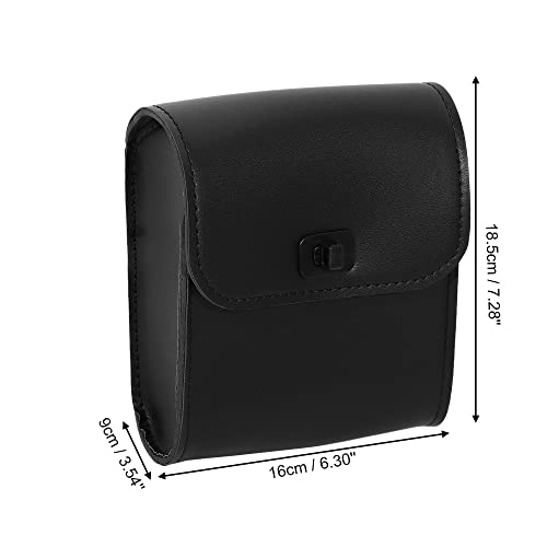 X AUTOHAUX Motorcycle Tool Bag Handlebar Bags Cycling Luggage Bag Waterproof Quick Release Buckle Faux Leather Square Black 6.30''x3.54''x7.28''