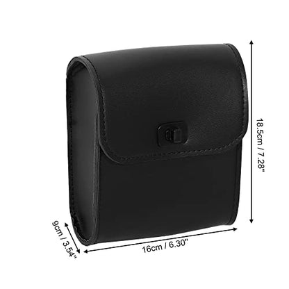 X AUTOHAUX Motorcycle Tool Bag Handlebar Bags Cycling Luggage Bag Waterproof Quick Release Buckle Faux Leather Square Black 6.30''x3.54''x7.28''