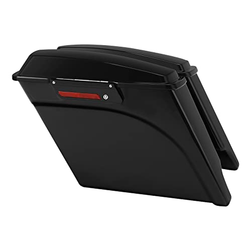 XFMT Motorcycle Stretched Saddlebags Vivid Black 5" Extended Hard Saddle Bags W/Black Latches For Harley Touring Road King Street Glide Road Glide Electra Glide Ultra Classic 1993-2013 - color: Vivid Black W/ Black Latches, size: 5" Extended