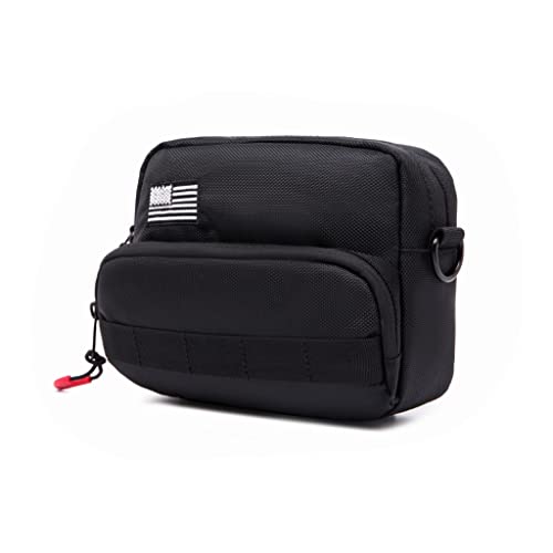 Universal Motorcycle Bag - American Flag Tool Bag, Harley Softail Dyna Sportster Accessory, Black Sissy Bar Front Storage