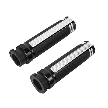 Motorcycle 1" Hand Grips Handlebar Grips Cable Throttle Fit for Harley Touring Street Glide Road King Road Glide Electra Glide Dyna Softail - color: #7 Black&White
