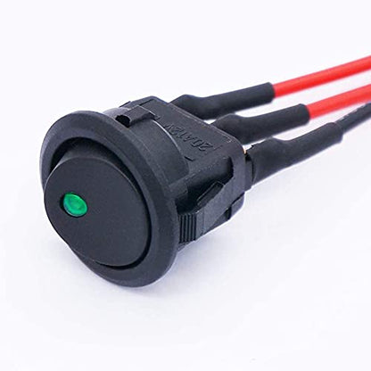 Twidec/8Pcs SPST Round Dot Lighted Rocker Switch Toggle Control for Car Or Boat 20A 12V DC On/Off Green LED Light with Pre-soldered Wires KCD2-102N-G-X - color: Green LED-Round
