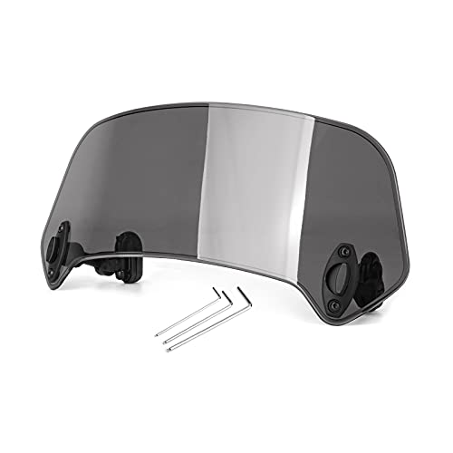 Motorcycle Adjustable Clip On Windshield Extension Spoiler Wind Deflector for HONDA, for YAMAHA, for BMW, for SUZUKI with Windshield Top Width More Than 26CM - color: gray