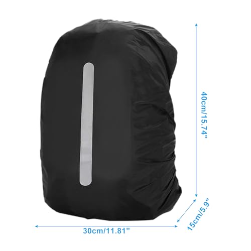 Waterproof Backpack Rain Cover with Reflective Straps - color: Black
