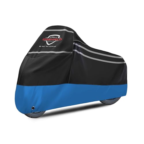 Ultimum Series Motorcycle Cover All Season Waterproof Dust, Sun, Universal Heavy Duty Durable Indoor/Outdoor Scooter Cover with Lock-Holes (Blue, XL) - color: Blue, size: XL