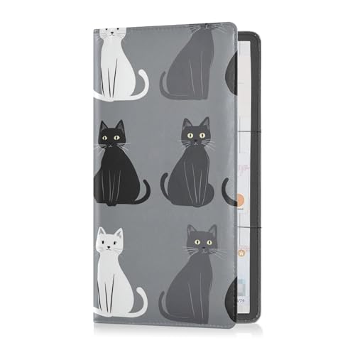 Art Cats Grey Black Pu Leather Car Registration & Insurance Card Holder Vehicle Glove Box Organizer for Driver Auto Owners Trailer Motorcycle Boat