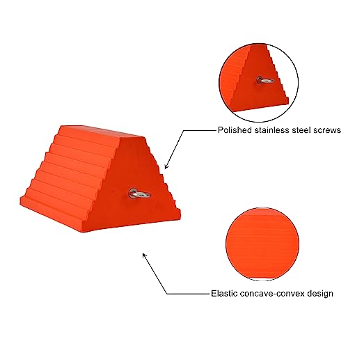 Wheel Chocks, Heavy Duty Wheel Chock with Handle，Rubber Wheel Chocks for Boat Trailers, RV, Truck, Camper, 2 Pack (Orange) - color: ORANGE-2