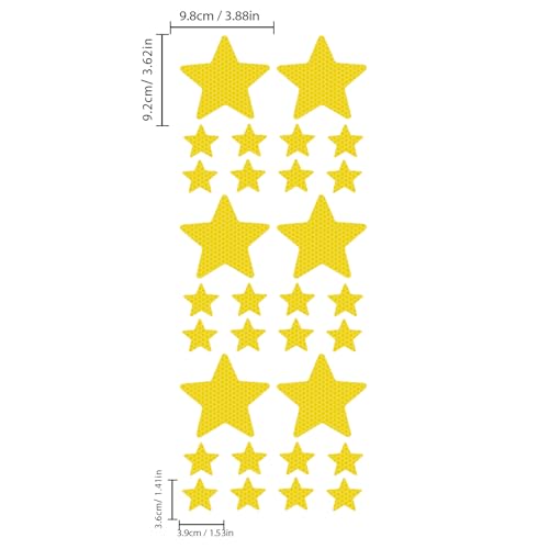 30pcs Star Vinyl Decal for Cars, High Intensity Reflective DIY Stickers for Window Bumper Mirror Laptop Decals Waterproof Night Safety Sign Car Stickers (Yellow) - color: Yellow