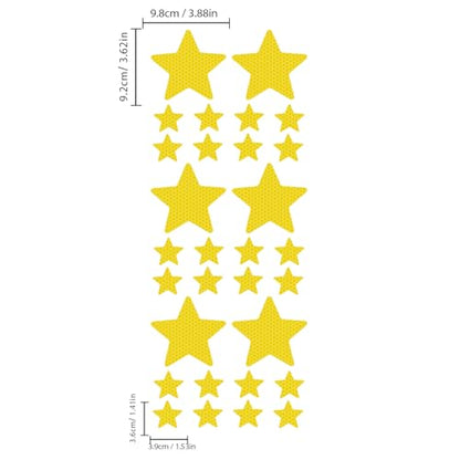 30pcs Star Vinyl Decal for Cars, High Intensity Reflective DIY Stickers for Window Bumper Mirror Laptop Decals Waterproof Night Safety Sign Car Stickers (Yellow) - color: Yellow