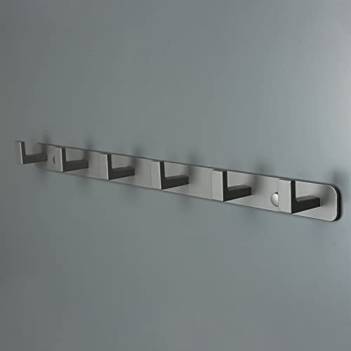 Coat Rack, Heavy Duty Stainless Steel 6 Tri Coat Hook Hanger, Wall Mounted Storage Wall Hooks, Rustic Clothes Hook/Key Hook Rail for Bathroom Kitchen Entryway(6 Hook Grey) - color: Gray, size: 6 Hook-1 Pcs
