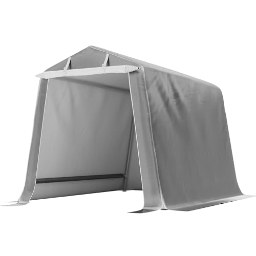 Shintenchi 6x6 FT Motorcycle Carport,Portable Storage Tent with Roll-up Zipper Door,Heavy Duty Portable Garage,UV Resistant & Waterproof Tarp,Storage Shed for Motorcycle,Bike,Garden Tools,Grey