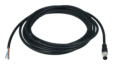 M8 3-Pin Male Connector Cable, A-Coded Straight Circular Industrial Molded Cable, IP67 Waterproof Unshielded PVC Wire, 60V 3A AC/DC, AWG24 - size: 2m, style: 3 Pin Male