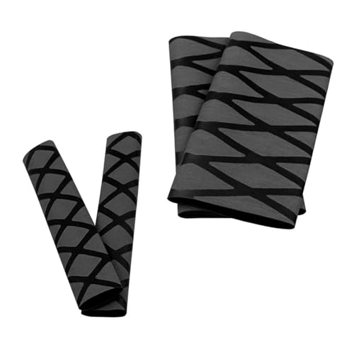 4 PCS Motorcycle Heat Shrink Grip Sleeves, Grid Pattern 2 Handlebar and 2 Brake Handlebar Cover, Rubber Anti-Slip Comfortable Grip Cover, Heating Tight Fit Protective Sleeve (Black) - color: Black