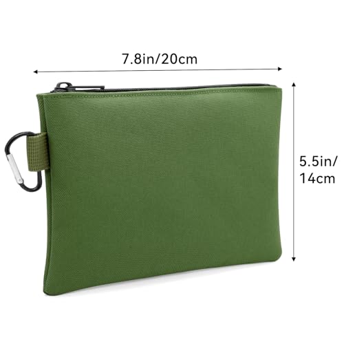 Faylapa 6 Pack Canvas Tool Pouches, 7.8"x5.5" Zipper Bag, Premium Waterproof Utility Multipurpose Storage Organizer Tool Pouch with Carabiner for Stationary, Pencil Pouch(Khaki, Army Green, Black) - size: 7.8"x5.5"
