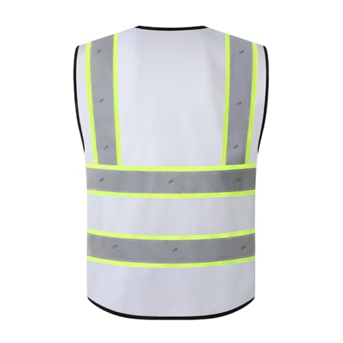 Safety Vest for Men Women Reflective Construction Vest - color: White, size: X-Large