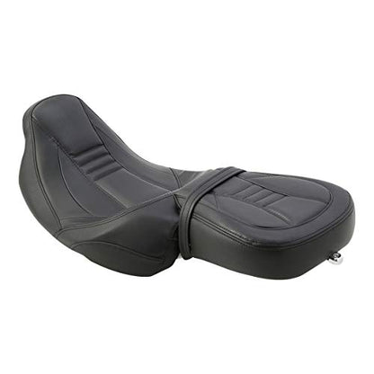 Motorcycle Seat For Harley SLMOTO Low-Profile 2-Up Seat Detachable Rider Passenger Pillion Leather Seat For Touring Road King Street Glide Road Glide Electra Glide CVO 2009-2023 - color: Style A Black