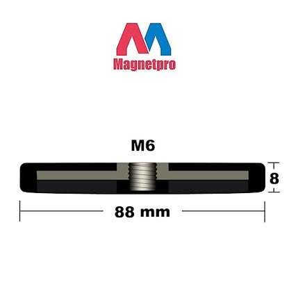 Magnetpro 2 Pieces Strong Rubber Coated Mounting Magnets Anti-Scratch, Over 120 LB Adhesive Power, Magnetic Assembly Base for Light Strips and Additional Mirrors The Outdoor Area - size: 120LB - M6 Female 2P