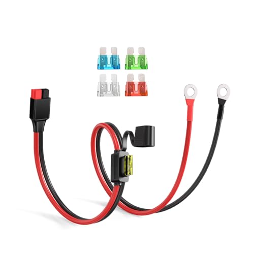 ELFCULB Anderson Connector to O Ring Terminal 10AWG Battery Connector Cable with 5 Fuse for Automotive Portable Power Station Solar Generators(2FT) - size: 2FT