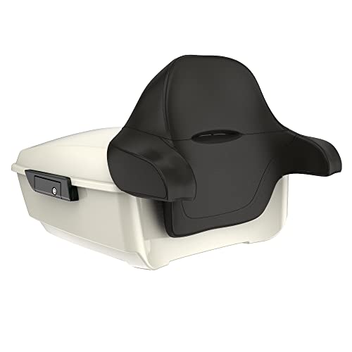 Advanblack King Tour Trunk Pack, Black Mount Bracket & Top Luggage Rack Fit for 2009-Later Harley Touring, Road Glide, Street Glide Special, Road King, Electra Glide - color: Birch White