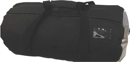 Oversize 70L Waterproof Dry Duffel Offshore Gear Motor Cycle Tail Bag Hi-Vis 25 Gauge Vinyl Silver Welded Side Panels -Black