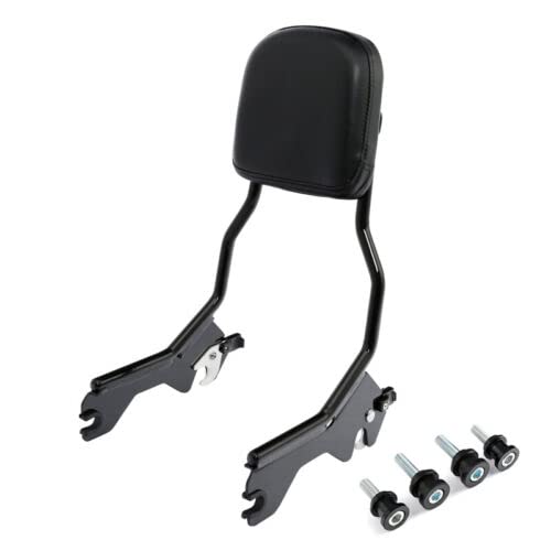 XFMT Motorcycle Detachable Standard Height Sissy Bar Upright Passenger Backrest Pad W/Docking Kits For Harley Softail Low Rider Sport Glide FXLR FXLRS and FLSB '18-Later, Gloss Black - color: Gloss Black W/ Docking Kit