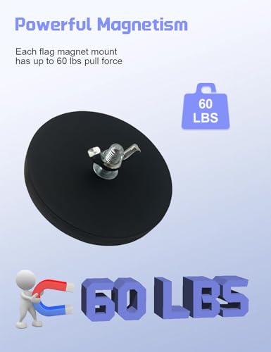 Rubber Coated Magnets - 60LBS Strong Neodymium Magnet Base Universal Magnet Base with M6 Threaded Stud for Mirror Camera, Monitor, Truck, Trailer, Van and Other Devices - 4 Set - color: Magnetic Base-4 pack