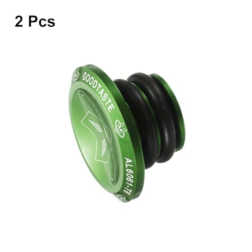 HARFINGTON Bar End Plugs Aluminum Handlebar End Caps Bike Plugs 0.57oz with Matching Rings for MTB Road BMX Fixed Gear Bike, Green - color: Green