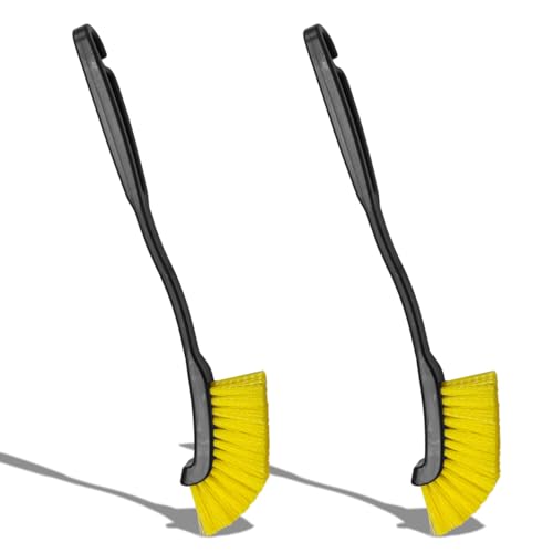 Craedli Car Wheel Cleaning Brush, 12 Inch Hard Bristle Tire Crevice Scrub Brush Automotive Detailing Tool, Multifunctional Long Handle Tire Cleaner Car Wash Brush for Home & Hard to Reach Areas(2PCS) - size: 2PCS