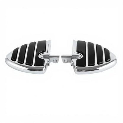 Motorcycle Wing Footpegs Foot Pegs Fit for Harley Touring Road Glide Street Glide Softail Dyna V-Rod Cruiser Wing Fat Bob Yamaha Honda Kawasaki Suzuki (Chrome#50) - color: Chrome#50