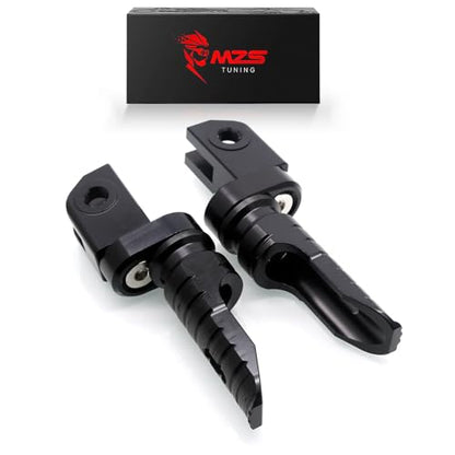 MZS Motorcycle Foot Pegs Front 360° Roating Rider Footpegs Black CNC Compatible with Daytona 675/R, Street Triple R/RS/RX/S, Speed Triple/R/RS/S, Speed Triple 1200 RR/RS, Speed Twin, Trident 660 - size: Daytona 675/R, Street Triple/Triple, Trident 660