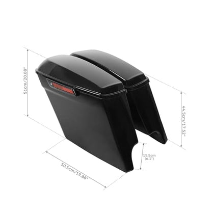TCT-MOTORPARTS Vivid Black 5" Stretched Saddlebags & Rear Fender System For Harley Touring 2014-2024 Road King