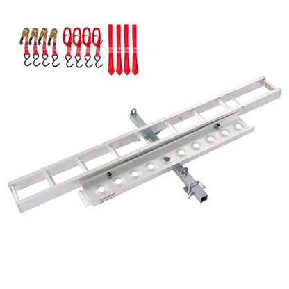 Motorcycle Hitch Carrier with 47‘’ Loading Ramp, Aluminum Hitch Bike Rack for Car & SUV, 400lb Capacity, Dirt Bike Trailer Rack with Stabilizer & Ratchet Straps, Fits 2" Receiver