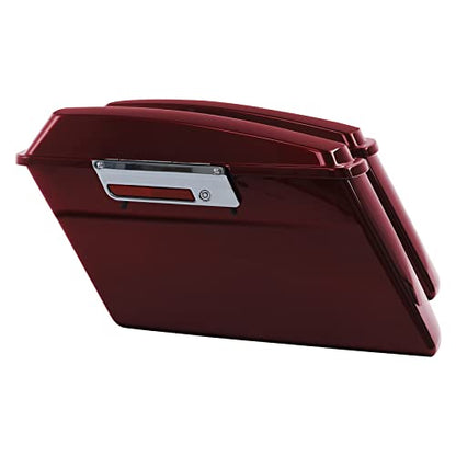 TCMT Hard Saddle bags Saddlebag Trunk W/Latch Keys & Liners Carpet Insert Fits For Harley Touring Road Glide Road King Street Glide Electra Glide Untra FLHT FLHR FLHX 1994-2013 - color: Dark Red Chrome Latches