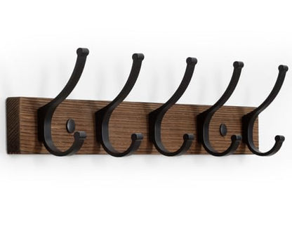 Optish Coat Rack Wall Mount, 16.5 Inches Wood Coat Hooks, Wall Hooks for Hanging, Hat Rack Bag Hanger Key Holder for Wall, Purse Hanger Towel Racks for Bathroom (1Pack, Brown) - color: Brown
