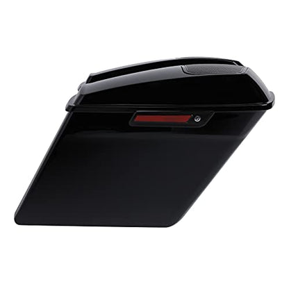 XFMT Motorcycle Saddlebags 5" Stretched Extended Hard Saddle Bags W/ 6"x9" Speaker Lids For Harley Touring Road King Street Glide Road Glide Electra Glide 2014-2024, Vivid Black & Black Latches - color: 5" Stretched-Vivid Black W/ 6x9" Speaker Lids Black