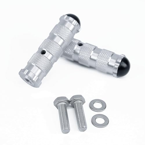 PROCNC Universal Anti-slip 8mm Motorcycle Foot Pegs with Install Bolts Foot Pegs Fit for Aprilla Honda Kawasaki Ducati Suzuki Yamaha Triumph MV etc (Sliver) - color: silver