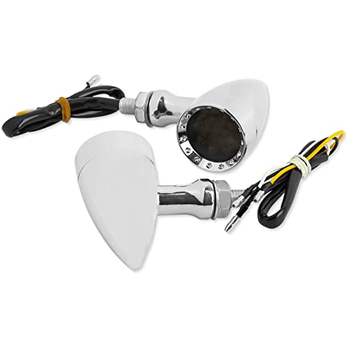 Rich Choices 2pcs Black 15 LED Motorcycle Stop Brake Running Turn Signal Indicator Amber Lights Compatible with Street Bike Chopper dirt bike scooter Cafe Racer (Chrome-Amber&White Light) - color: Chrome-Amber&White Light