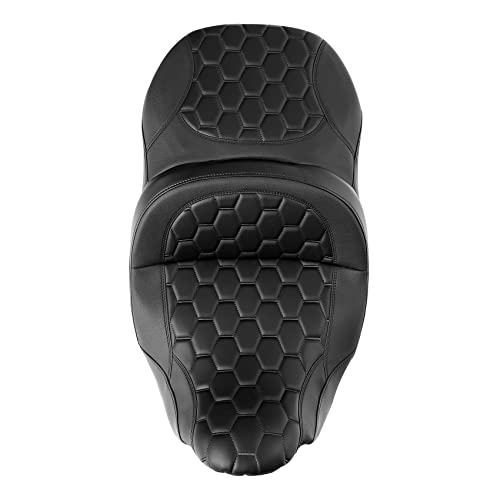 C.C. RIDER Motorcycle 2 Up Rider Driver&Passenger Seat Fit for Harley Touring CVO Road Glide Electra Glide Street Glide Road King 2009-2023 - color: Seat 16#Black