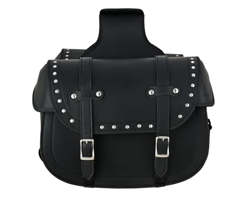 Vance Touring Elite Studded Motorcycle Saddlebags 30L PVC Water-Resistant Compatible with Sportster Dyna Softail Touring Models Vstar Shadow Wide Glide (Touring Elite, Studded)
