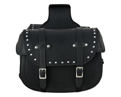 Vance Touring Elite Studded Motorcycle Saddlebags 30L PVC Water-Resistant Compatible with Sportster Dyna Softail Touring Models Vstar Shadow Wide Glide (Touring Elite, Studded)