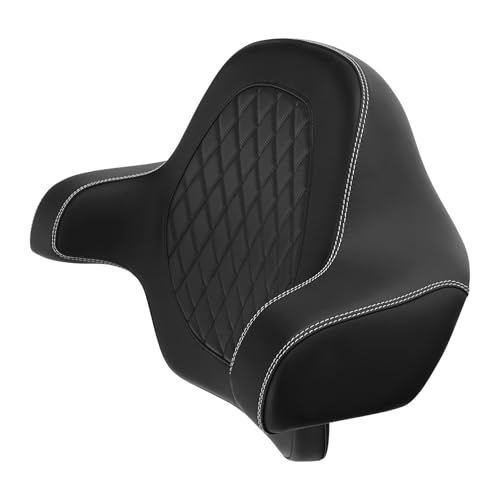 HR3 Wrap Around Backrest Pad for King Trunk Chopped Trunk Compatible with 2014-later Harley Touring Road King Road Glide Street Glide Electra Glide (Diamond White Stitches) - color: White Stitches