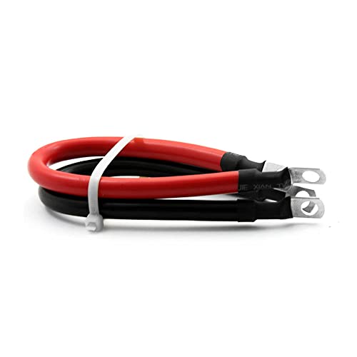 2 AWG Battery Cable 2 AWG Gauge Pure Copper Battery Inverter Cables with 5/16 in Lugs Both Ends Power Inverter Wire Set for Automotive Solar Marine Boat RV Car Motorcycle Red and Black (2FT) - size: 2 ft