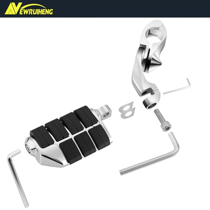 1.25" Motorcycle Highway Footpegs Adjustable Highway Pegs Compatible with Harley Davidson Touring Road King Road Glide Street Glide Electra Glide Sportster with 1 1/4" Highway Bar Chrome