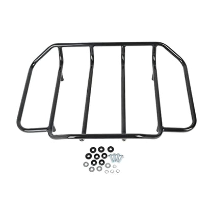 TCMT Chopped Motorcycle Trunk Box Backrest Mounting Luggage Rack Fit For Harley Touring 1997-2008 Road King Road Street Electra Glide Pack - color: Set B2 Black Latches#Black Rack