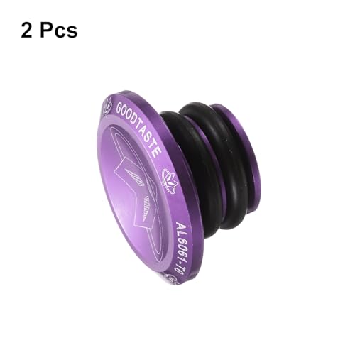 HARFINGTON Bar End Plugs Aluminum Handlebar End Caps Bike Plugs 0.57oz with Matching Rings for MTB Road BMX Fixed Gear Bike, Purple - color: Purple