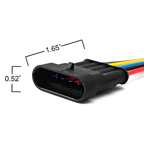5 Pin Way 16 AWG Car Waterproof Electrical Connector Plug with Wire AWG Marine Pack of 5 - size: 5 Pin