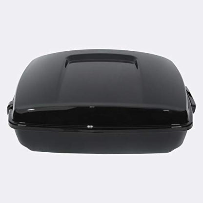 10.7" Chopped Luggage Trunk & Black Latch Backrest Fit For Harley 2014-2025 Touring Street Road Glide - color: Gloss Black Trunk + Small Backrest